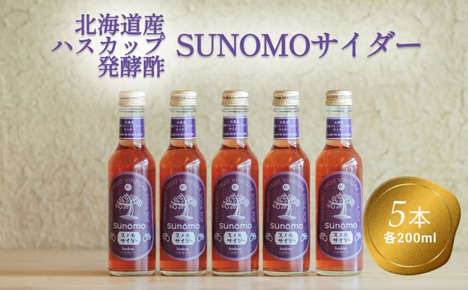 北海道産 ハスカップ 発酵酢 SUNOMO サイダー ストレートタイプ 計 1000ml （ 200ml × 5本 ） 飲むお酢 果実酢 フルーツ ビネガー