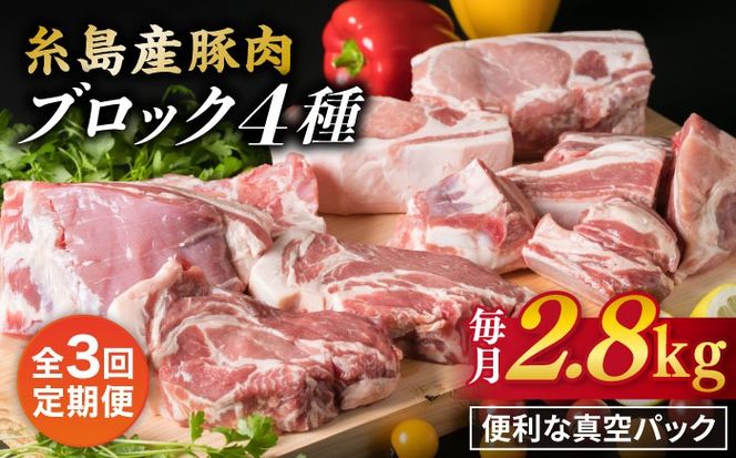 【全3回定期便】【 盛り合わせ 】 糸島産豚肉 ブロック肉4品盛合せセット 約2.8kg 糸島市 / 糸島ミートデリ工房 [ACA278]