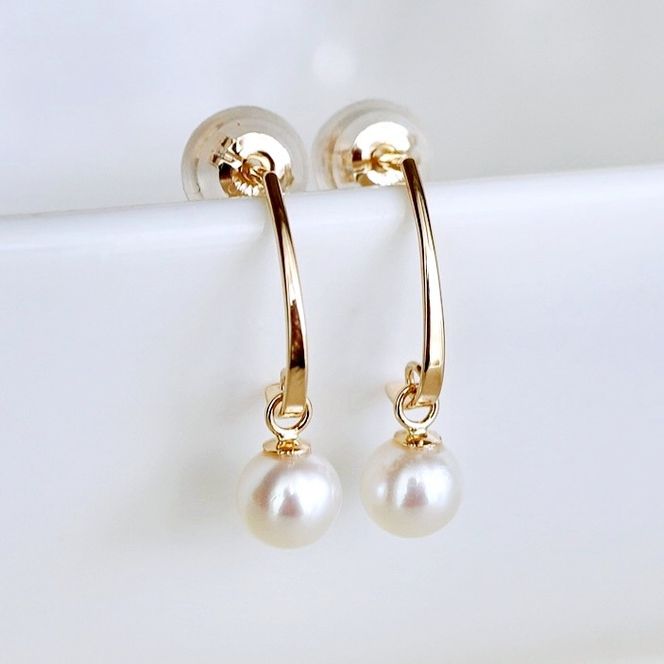【ジュエリー】K10 イエローゴールド  パール 揺れる ピアス 保証書付 SR-2222 242-002-c