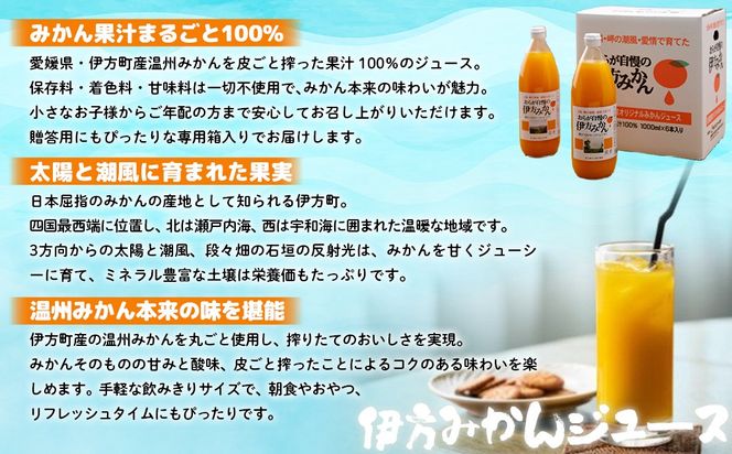 【愛媛県産】おらが自慢の伊方みかんジュース（1000ml×6本）ストレート果汁100％（2025年12月より順次発送） IKTI008
