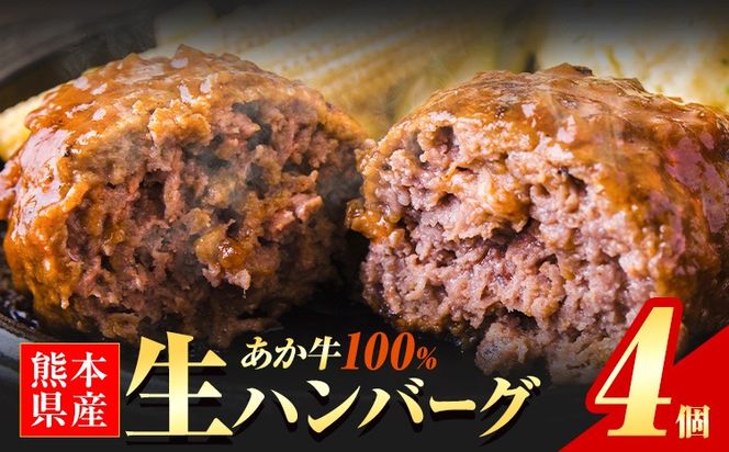 熊本県産あか牛100%生ハンバーグ 140g×4個 入り 《30日以内に出荷予定(土日祝除く)》 冷凍 ハンバーグ---mna_faknhamv_30d_26_6500_4p---