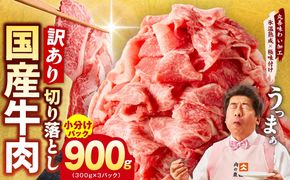 mrz0260 【TVで紹介！】国産牛 切り落とし 900g 小分け 300g×3P【国産 牛肉 氷温熟成×極味付け 訳あり サイズ不揃い カレー 牛丼 野菜炒め 肉じゃが 家計応援】