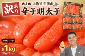 【訳あり】低温熟成　辛子めんたいこ　1kg（200g×5セット）MIX切子 小分け　大容量　北海道　R001-103