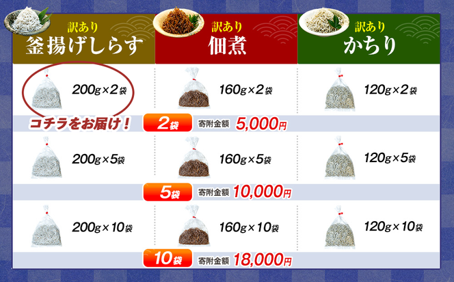 訳あり 釜揚げ しらす 400g (200g×2袋) 小分け 減塩 無添加 無着色 冷凍 愛知県 南知多町 ご飯 ごはん 丼 料理 国産 カネ成 シラス 人気 おすすめ シラス しらす しらすごはん shirasu sirasu SIRASU 人気シラス