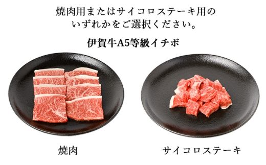 伊賀牛 A5 ヒレ・サーロイン・イチボ サイコロステーキセットC 計約600g【最高級部位3種食べ比べ】【dido0024-2】