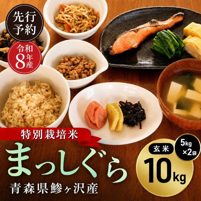 先行予約 令和8年産 特別栽培米 まっしぐら 玄米 10kg(5kg×2) [H.GREENWORK] 青森県 鰺ヶ沢産 / お米 こめ おこめ ごはん 農薬5割減 安心 安全 備蓄 健康 津軽