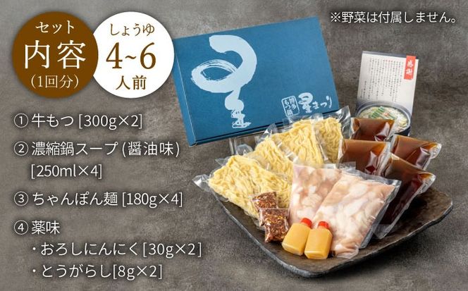 【全3回定期便】国産牛もつ鍋醤油味ギフトセット(4～6人前)《築上町》【博多もつ鍋 星まつり】[ABDH011]
