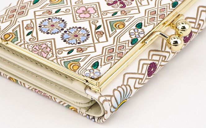 【文庫屋大関】三つ折りミニ財布　花菱【皮革工芸品】 ファッション 小物 民芸品 お札 カード 小銭 手のひらサイズ コンパクト 大人かわいい 牛革 手作り 国産 