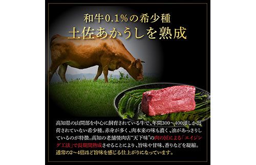 【CF-R7hbk】土佐あか牛協会が認定する「土佐熟成あかうし」特選カルビ 牛 サイコロステーキ 500g×2 合計1kg エイジングビーフ カルビ 国産 あか牛 赤牛 肉 牛肉 和牛 人気 老舗焼肉店 冷凍 新鮮 真空パック 高知 高知県 芸西村 故郷納税 52000円 返礼品 贈答品 ギフト