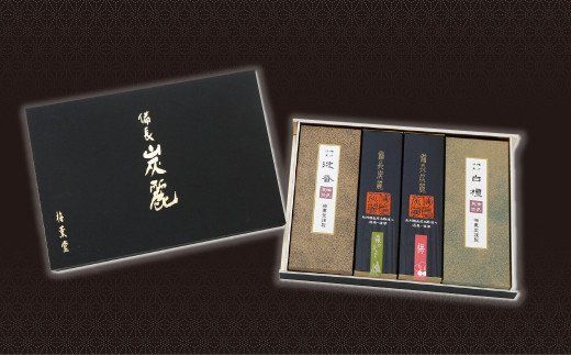 梅薫堂の消臭・清浄の香「備長炭麗」天然香料のお線香4種の香り詰合せ