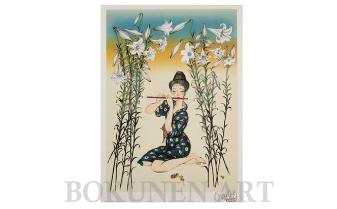 【名嘉睦稔】リトグラフ作品「百合(ユリ)」