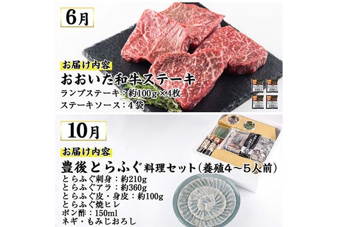 ＜先行予約受付中！2027年1月中旬より配送開始予定＞＜定期便・全4回＞味力全開！佐伯の彩り 春夏秋冬 定期便(該当月にお届け) 期間限定 鰤 ブリ ステーキ モモ とらふぐ 刺身 ふぐ 鍋 セット【BR115】【佐伯市ふるさと納税事業者協議会】