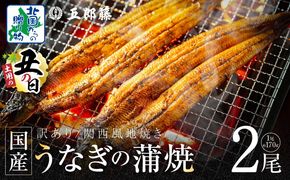 099H3441d 【7/26土用の丑の日】数量限定！！老舗「五郎藤」関西風地焼き 国産有頭旨鰻 計約340g前後【170g×2尾 訳あり うなぎ ウナギ 蒲焼き 炭火】