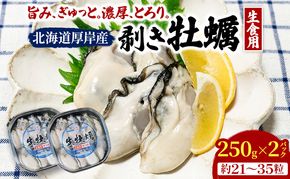 牡蠣 生食 むき身 北海道 厚岸産 お手軽 剥き牡蠣 250g×2【光輝】[ 生牡蠣 かき カキ 生 冷蔵 鍋 貝 オイスター ]