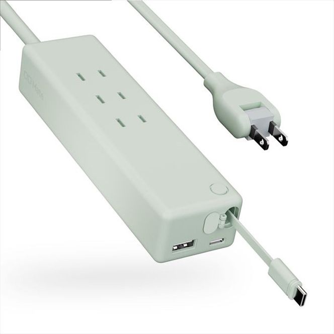 CIO 電源タップ マルチタップ 延長コード 1.5m USB-C×2 USB-A×1  Mate Tap002 カームブルー｜小型 軽量 おしゃれ 便利 [2672]