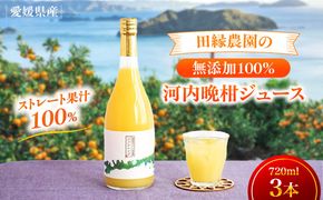 【愛媛県産】田縁農園の無添加100% 河内晩柑ジュース（720ml×3本） ストレート果汁100％ IKTA014