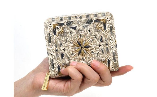 【文庫屋大関】二つ折りファスナーミニ財布 カロー＜ブラック＞【皮革工芸品】財布 二つ折り 小物 お札 カード 小銭 コンパクト 牛革 手作り 日本製 墨田区 東京都