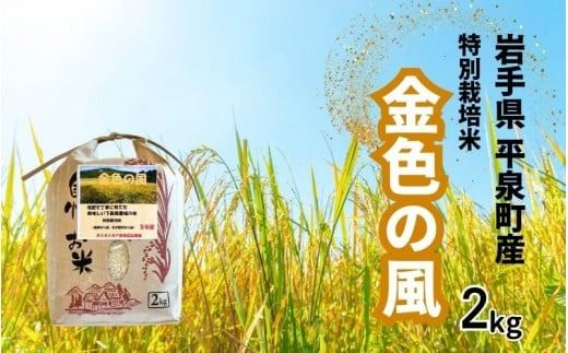 [令和6年産]平泉町産 特別栽培米 金色の風 2kg / 9000円 9千円 九千円 米 お米 こめ 白米 精米 ブランド米 50%減薬 体に優しい 岩手 東北 おにぎり お弁当 ギフト プレゼント お祝い ギフト プレゼント ご挨拶 挨拶 年末年始 お供え物 お正月 敬老の日 おじいちゃん おばあちゃん いつもありがとう 感謝