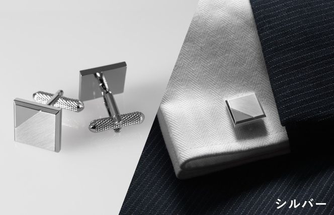 G3864 エッジラインカフス スクエア シルバー（代用ロジウムメッキ）