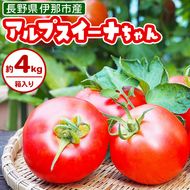 アルプスイーナちゃん トマト（4キロ箱入り）｜伊那市 収穫 美味しい トマト 甘さ 酸味 バランス 濃厚 味 おいしい 空気 ふるさと納税【013-82】