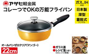 フライパン 取っ手が取れる [ オールパンゼロ 22cm・マンゴー ] アサヒ軽金属
