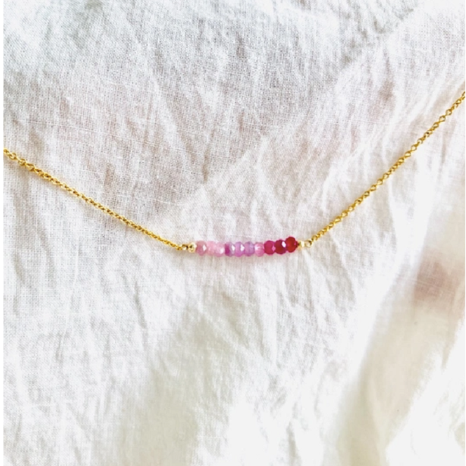ネックレス ルビーの首飾り グラデーション ピンク 14gf 43cm