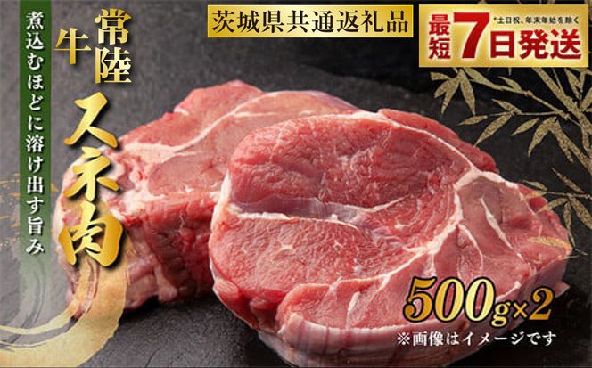 常陸牛すね肉 500g×2 合計1kg（茨城県共通返礼品） |  小分け 茨城県産 カレー シチュー 煮込み料理 冷凍