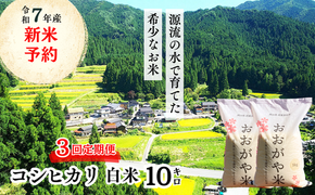 《令和7年産新米予約・10月ごろよりお届け開始》【3回定期便】白米 10kg 令和7年産 コシヒカリ 岡山 「おおがや米」生産組合 G-ag-BECA