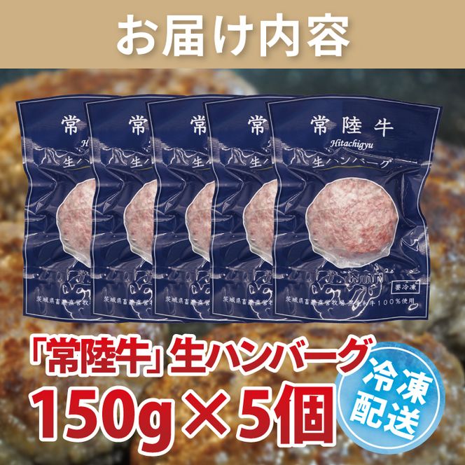 【常陸牛】生ハンバーグ 150g×5個 茨城県共通返礼品｜茨城県 大子町 牛肉 国産 ブランド牛 黒毛和牛 惣菜 おかず 贈り物 ギフト （DJ001）