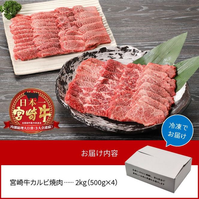 宮崎牛 カルビ焼肉2kg N0140-YD0242