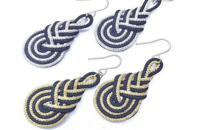 【※使用しない※】組紐チタンピアスみょうが黒金 