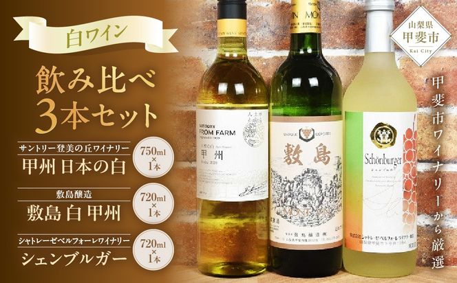 甲斐市産　白ワイン飲み比べ　3本セット　C　Presents by Katerial　AD-74