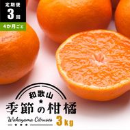 【定期便/4か月ごと/全3回】厳選・和歌山の季節の柑橘3kg農家直送フルーツ定期便 | 有田 みかん 蜜柑 オレンジ 八朔 せとか ポンカン セミノール バレンシア いよかん 不知火 ※北海道・沖縄・離島への配送不可
