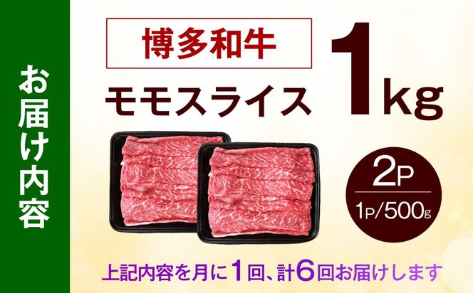 【全6回定期便】博多和牛 牛肉 赤身 モモ スライス 1kg（500g×2） 《築上町》【肉のくまもと屋】[ABEZ068]