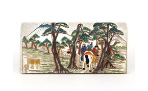 【文庫屋大関】スッキリ大人の財布　束入れ　浮世絵　吉原【皮革工芸品】 ファッション小物 手作業 手塗 