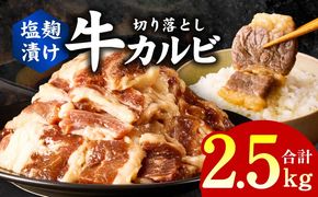 G3397 牛カルビ 焼肉用 塩麹漬け 合計2.5kg【味付け 小分け 焼くだけ 簡単調理 BBQ 牛肉 250g×10袋】