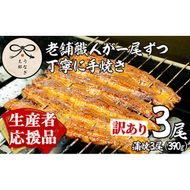 【0363715a-om】【生産者応援品】＜訳あり・数量限定＞鹿児島県産東串良町のうなぎ蒲焼(3尾・計390g以上・秘伝のタレ付き)＆訳あり蒲焼セット うなぎ 高級 ウナギ 鰻 国産 蒲焼 蒲焼き たれ 鹿児島 訳あり 【うなぎ太郎】