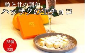  ハッサクの生チョコ 25個×2箱セット/生チョコ デザート 八朔  手作り 柑橘 果汁 【kmf129-set-2】