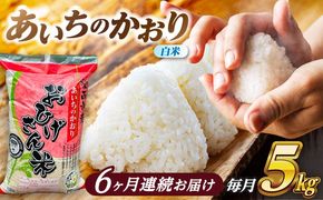 【6回定期便】あいちのかおり 白米 5kg×6か月 / 脇野コンバイン[AECP005]