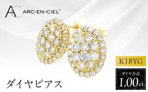 J023-4 アルカンシェル K18YGダイヤピアス（計 1.0ct）【鑑別書付き ジュエリー プレゼント ギフト ファッション アクセサリー 贈り物 贈答 お祝い 記念日】