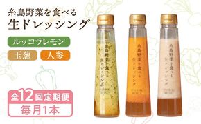 【全12回定期便】【毎月1本ずつお届け】糸島野菜を食べる生ドレッシング 3種 （ 人参 / 玉葱 / ルッコラレモン ） 糸島市 / 糸島正キ [AQA037] ドレッシング 定期便 ギフト 無添加 人気 贈り物 お土産 人参 玉ねぎ