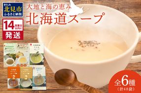 《14営業日以内に発送》全6種セット！大地と海の恵み北海道スープ 6種×8袋 ( 帆立 野菜 簡単 粉末 スープ )【125-0072】