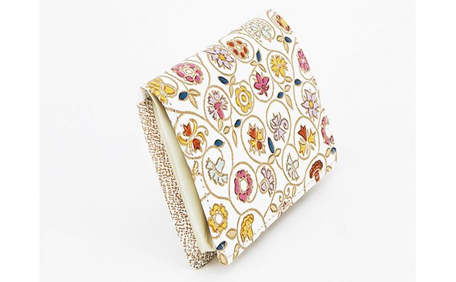 【文庫屋大関】箱まち小銭入れ　金唐小花【皮革工芸品】 ファッション小物 財布 民芸品 