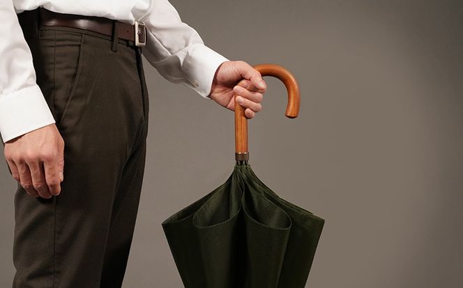 槙田商店【晴雨兼用紳士傘】MAKITA STANDARD (長傘 カーキ) CB080 ｜老舗の職人が作る日本製のおしゃれな高級傘