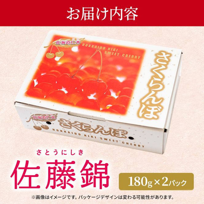 先行受付 北海道 仁木町産 さくらんぼ 佐藤錦 180g×2P Lサイズ   サクランボ チェリー フルーツ 果物 果物類 仁木町 仁木 [林果樹園]