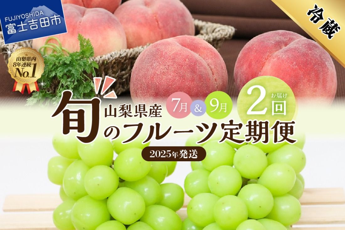 [2025年発送][2回お届け!]旬のフルーツ定期便(もも・シャインマスカット) 果物 桃 シャインマスカット 山梨県産 フルーツ 定期便 旬 2025年発送 高級 山梨 富士吉田市
