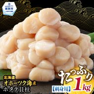 19-104 【訳あり】北海道オホーツク産ホタテ貝柱(生食用)小粒大入 1kg ｜ サイズ不揃い ワケアリ 訳あり ほたて ホタテ 帆立 貝柱 玉冷
