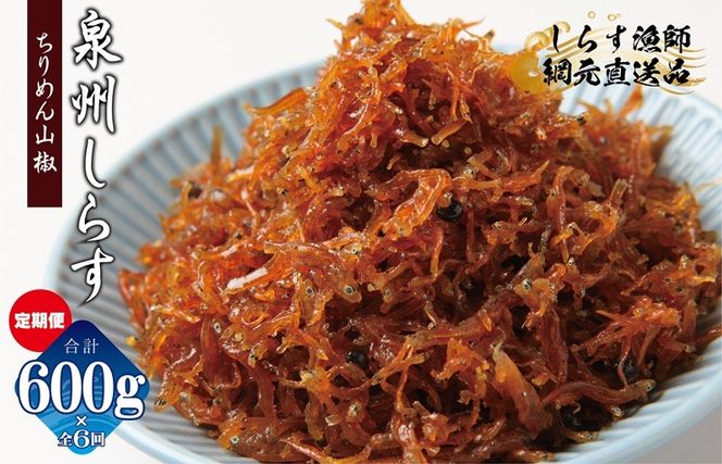 G2192 ちりめん山椒しらす 600g×全6回【定期便 小分け シラス しらす sirasu 海鮮 人気 おすすめ 産地直送】
