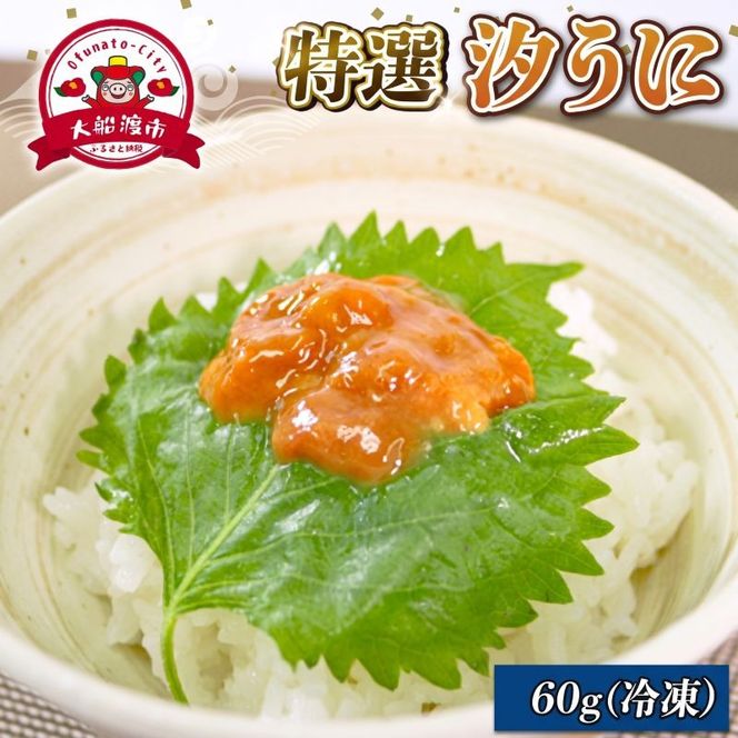 汐うに 60g 特選 潮うに 塩うに 三陸産ウニ ウニ丼 ウニ うに 雲丹 魚介 海産物 海の幸 うに丼 おにぎり おつまみ 酒の肴 刺身 刺し身 惣菜 加工品 ご飯のお供 ウニ 国産 三陸 応援 お取り寄せ グルメ 1万円 10000円 岩手県 大船渡市 送料無料