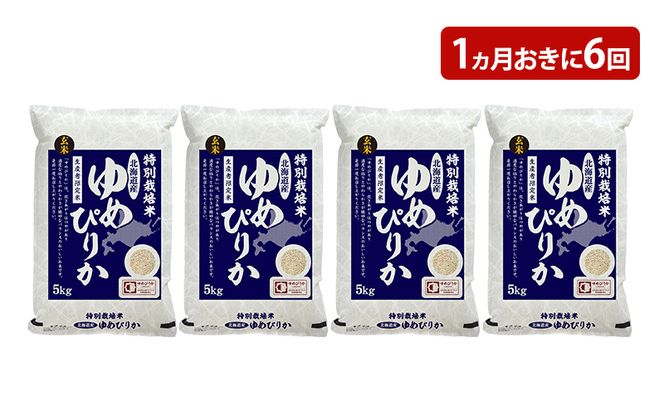 玄米 北海道赤平産 ゆめぴりか 20kg (5kg×4袋) 特別栽培米 【1ヵ月おきに6回お届け】 米 北海道 定期便 ふるさと納税